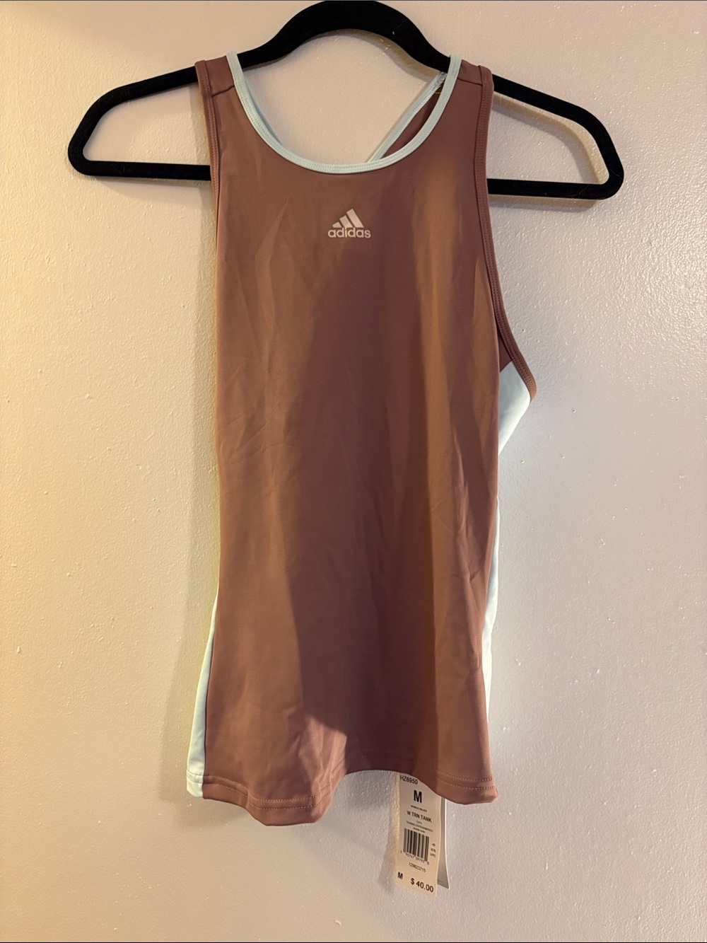 adidas Mauve Athletic Tank with Light Blue Trim NWT